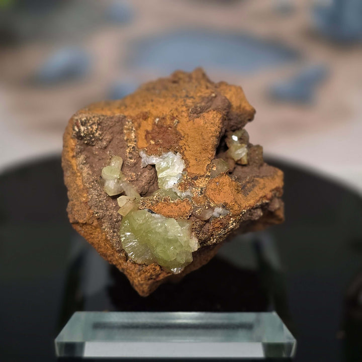 Adamite Specimen: Ojuéla Mine Collector’s Crystal featuring vibrant green and clear crystal formations.