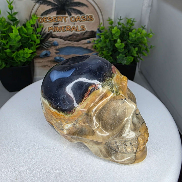 Volcano Agate Skull Carving - 3 inch