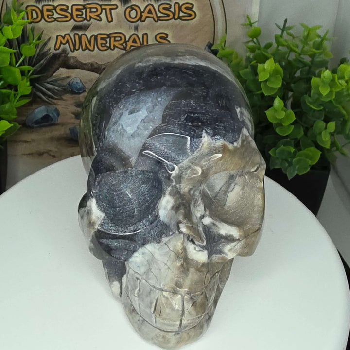 Volcano Agate Skull Carving - 4 inch