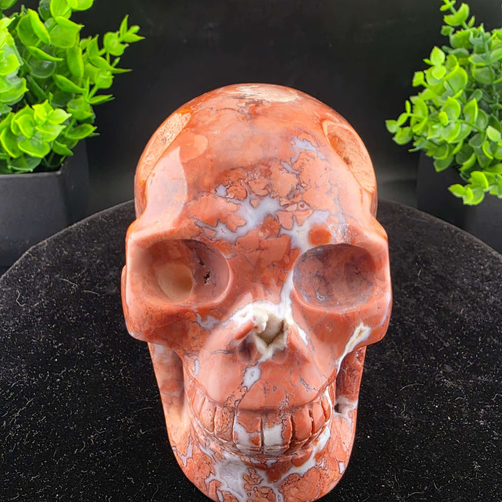 Cotton Candy Agate Skull Carving - 5in