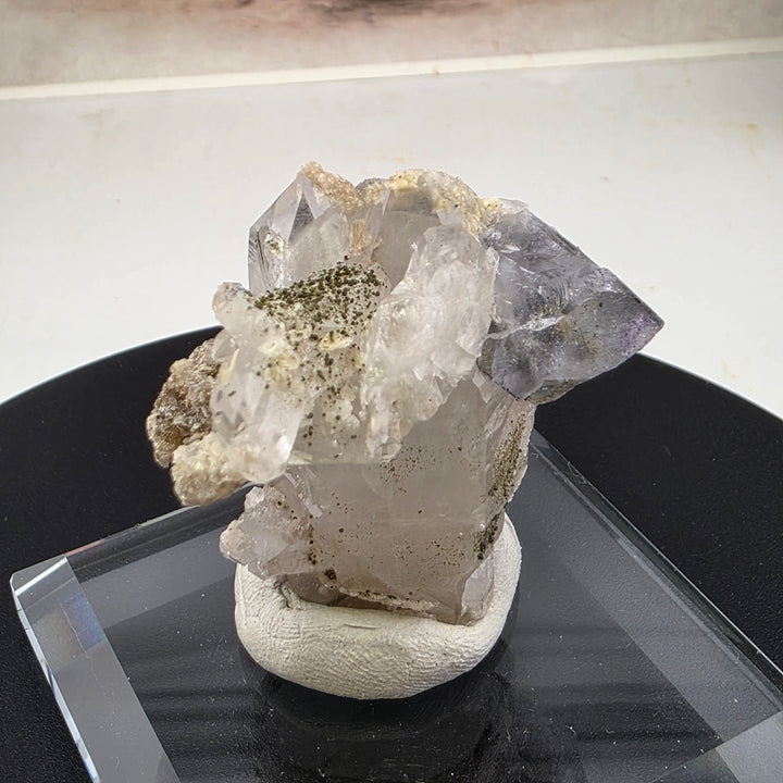 Fluorite Specimen - Yaogangxian Mine China showcasing beautiful quartz point with intergrown fluorite crystals.