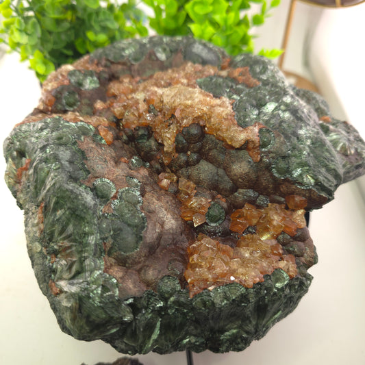 Clinochlore Seraphinite Korshunovskoye Iron Deposit Russia geological specimen with green and brown crystals