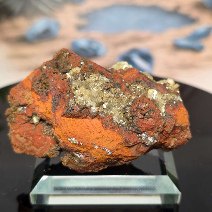 Adamite Specimen: Ojuéla Mine Collector’s Crystal showcasing sharp habit and vibrant colors on display.