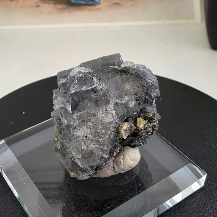 Fluorite Specimen - Yaogangxian Mine China showcasing intergrown crystals with sharp edges and notable color zoning.