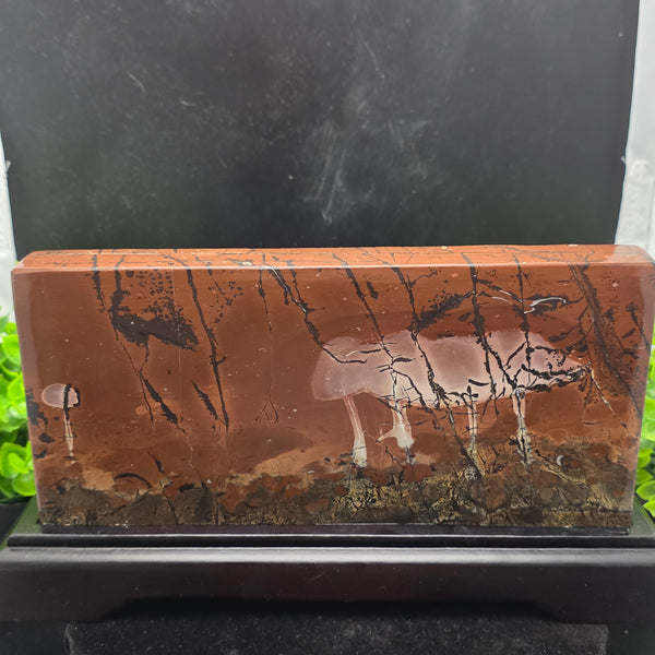 Picture Jasper Rectangle Crystal Display with Stand