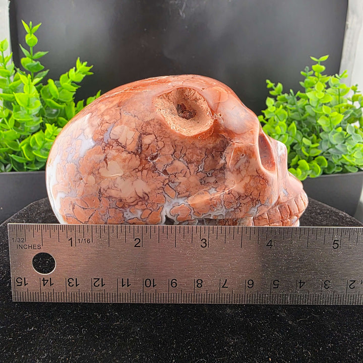 Cotton Candy Agate Skull Carving - 5in